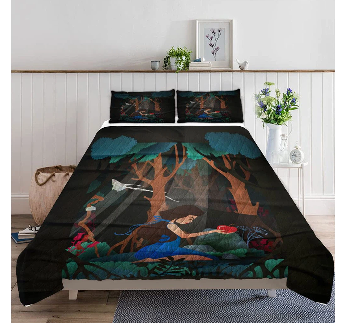 Personalized Bedding Set - Snow White Costume Sitting Front Included 1 Ultra Soft Duvet Cover or Quilt and 2 Lightweight Breathe Pillowcases