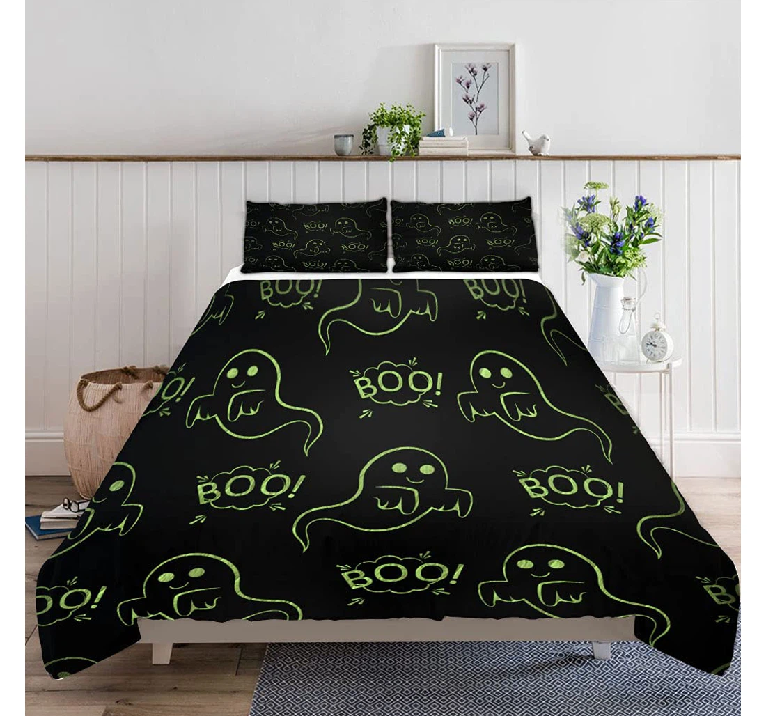 Personalized Bedding Set - Abstract Halloween Pattern Included 1 Ultra Soft Duvet Cover or Quilt and 2 Lightweight Breathe Pillowcases