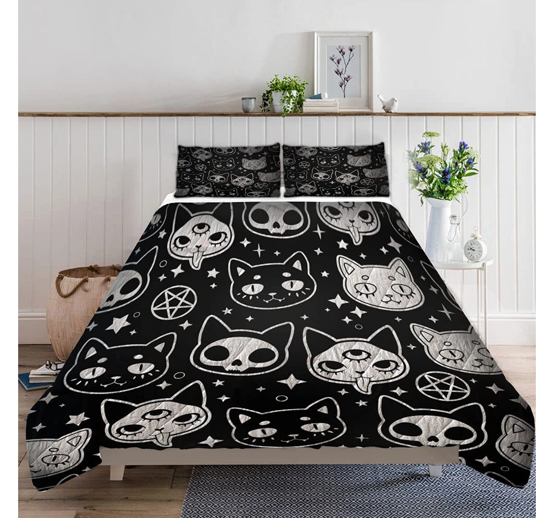 Personalized Bedding Set - Depicting Magical Symbols Witchcraft Included 1 Ultra Soft Duvet Cover or Quilt and 2 Lightweight Breathe Pillowcases