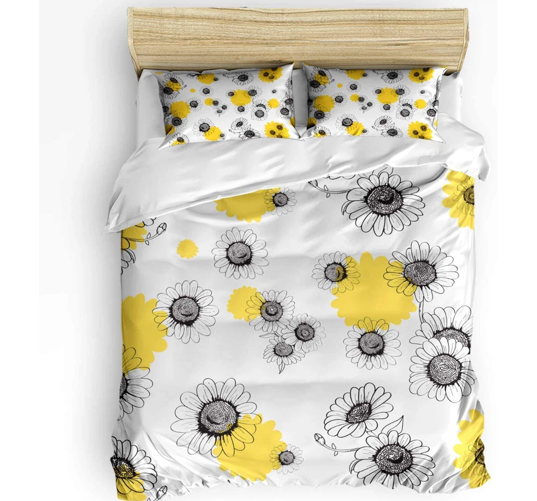 Personalized Bedding Set - Daisy Flowers Nature Purity Blooming Floral Included 1 Ultra Soft Duvet Cover or Quilt and 2 Lightweight Breathe Pillowcases