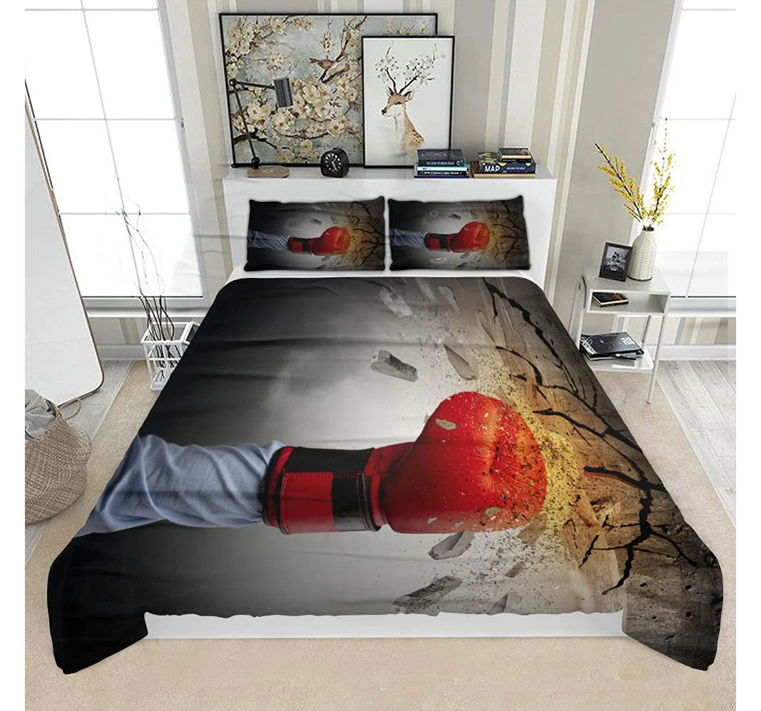 Personalized Bedding Set - Big Hand Hits Intense Breaks Crass3 Solf Included 1 Ultra Soft Duvet Cover or Quilt and 2 Lightweight Breathe Pillowcases