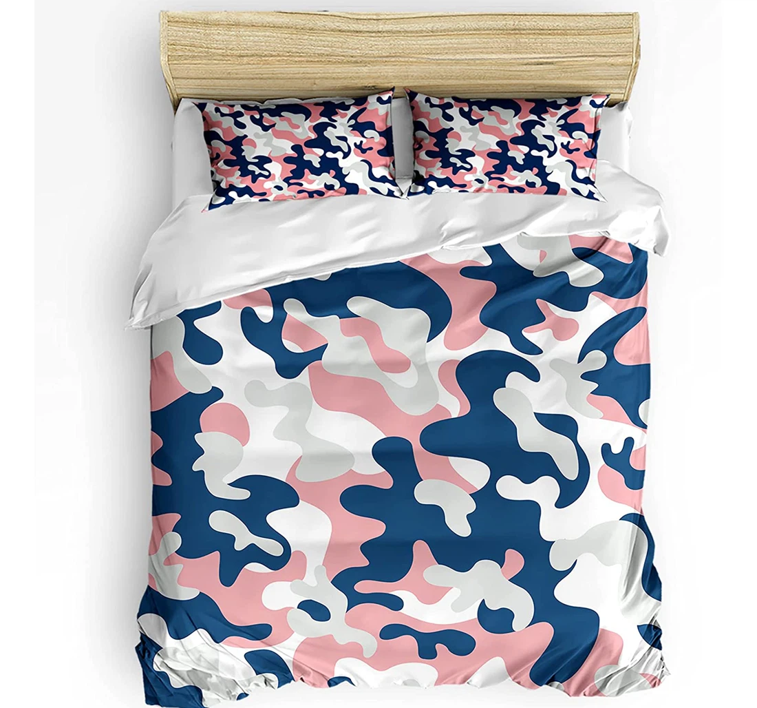 Personalized Bedding Set - Military Camouflage Camo Abstract Art Farmhouse Style Included 1 Ultra Soft Duvet Cover or Quilt and 2 Lightweight Breathe Pillowcases