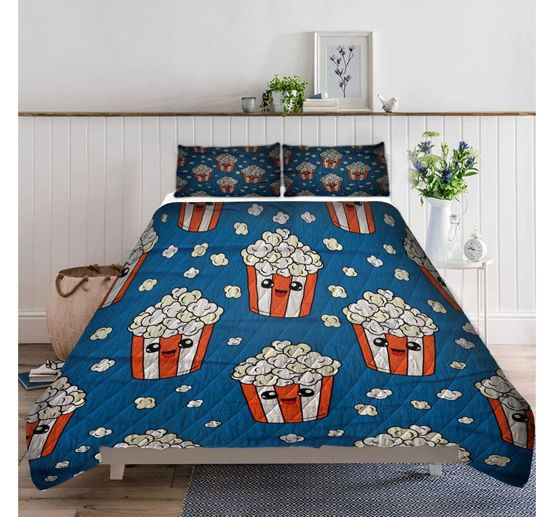 Personalized Bedding Set - Cute Pop Corn Included 1 Ultra Soft Duvet Cover or Quilt and 2 Lightweight Breathe Pillowcases