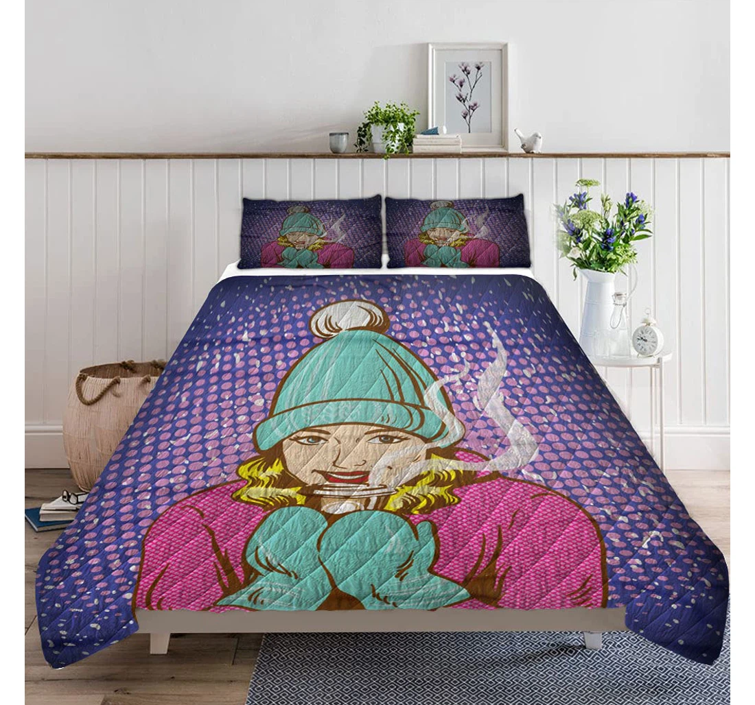 Personalized Bedding Set - Beautiful Hat Gloves Holding Included 1 Ultra Soft Duvet Cover or Quilt and 2 Lightweight Breathe Pillowcases