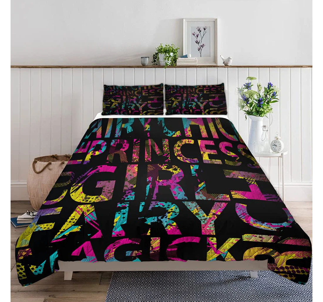 Personalized Bedding Set - Fashion Slogan Included 1 Ultra Soft Duvet Cover or Quilt and 2 Lightweight Breathe Pillowcases