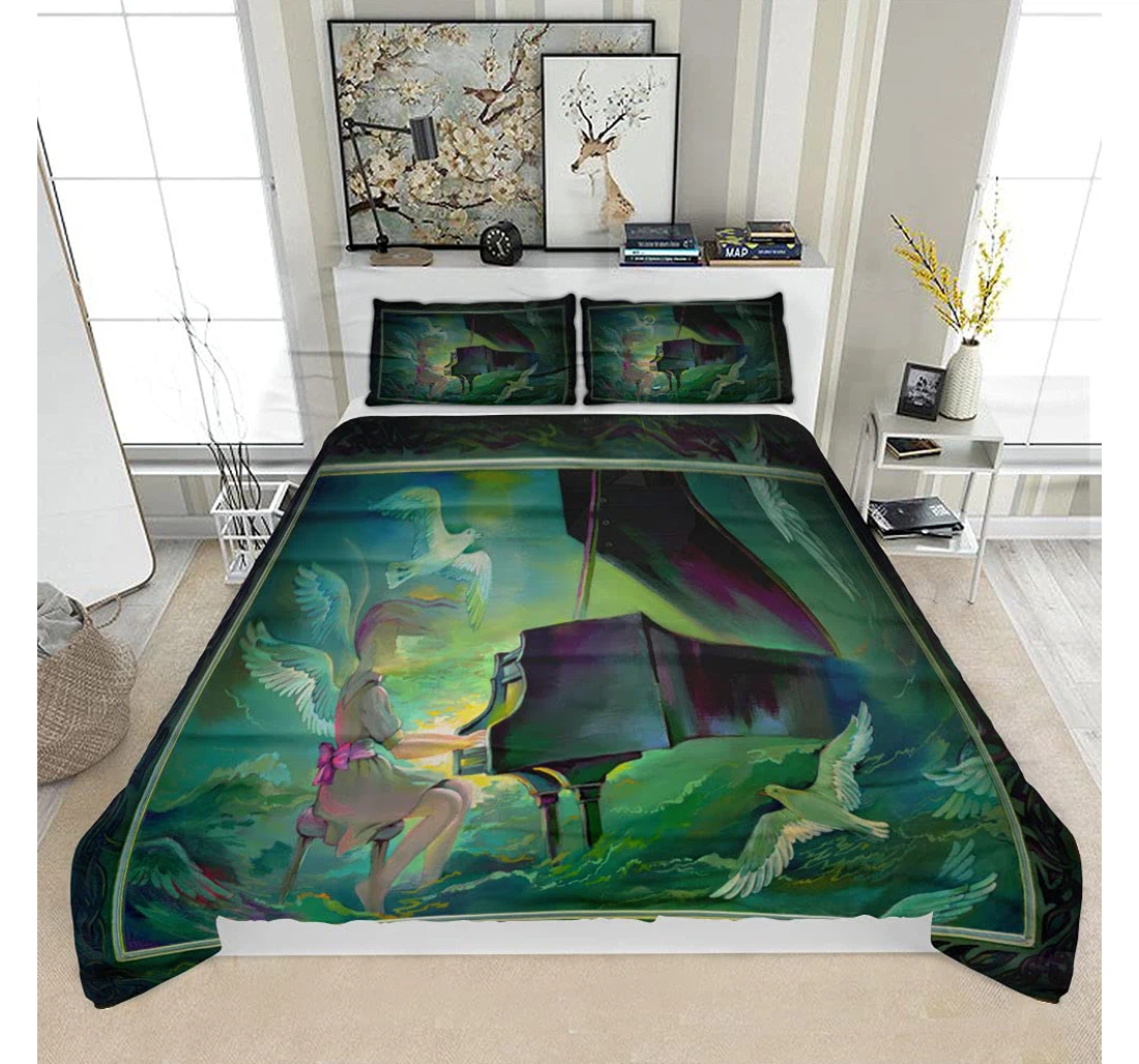 Bedding Set - Concerto Orchestra Sea Oil Painting On Solf Included 1 Ultra Soft Duvet Cover or Quilt and 2 Lightweight Breathe Pillowcases