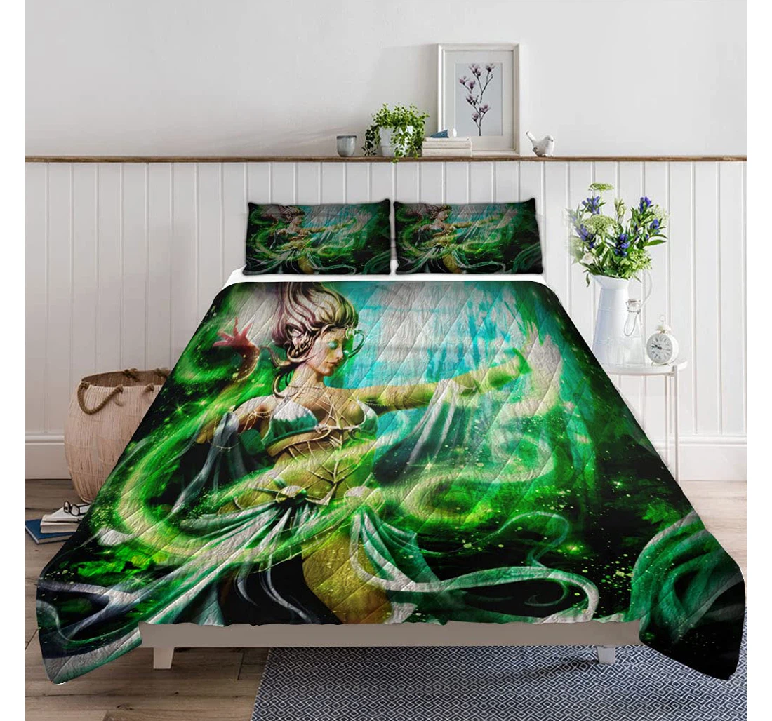 Personalized Bedding Set - Beautiful Druid Claudet Green Magic Included 1 Ultra Soft Duvet Cover or Quilt and 2 Lightweight Breathe Pillowcases