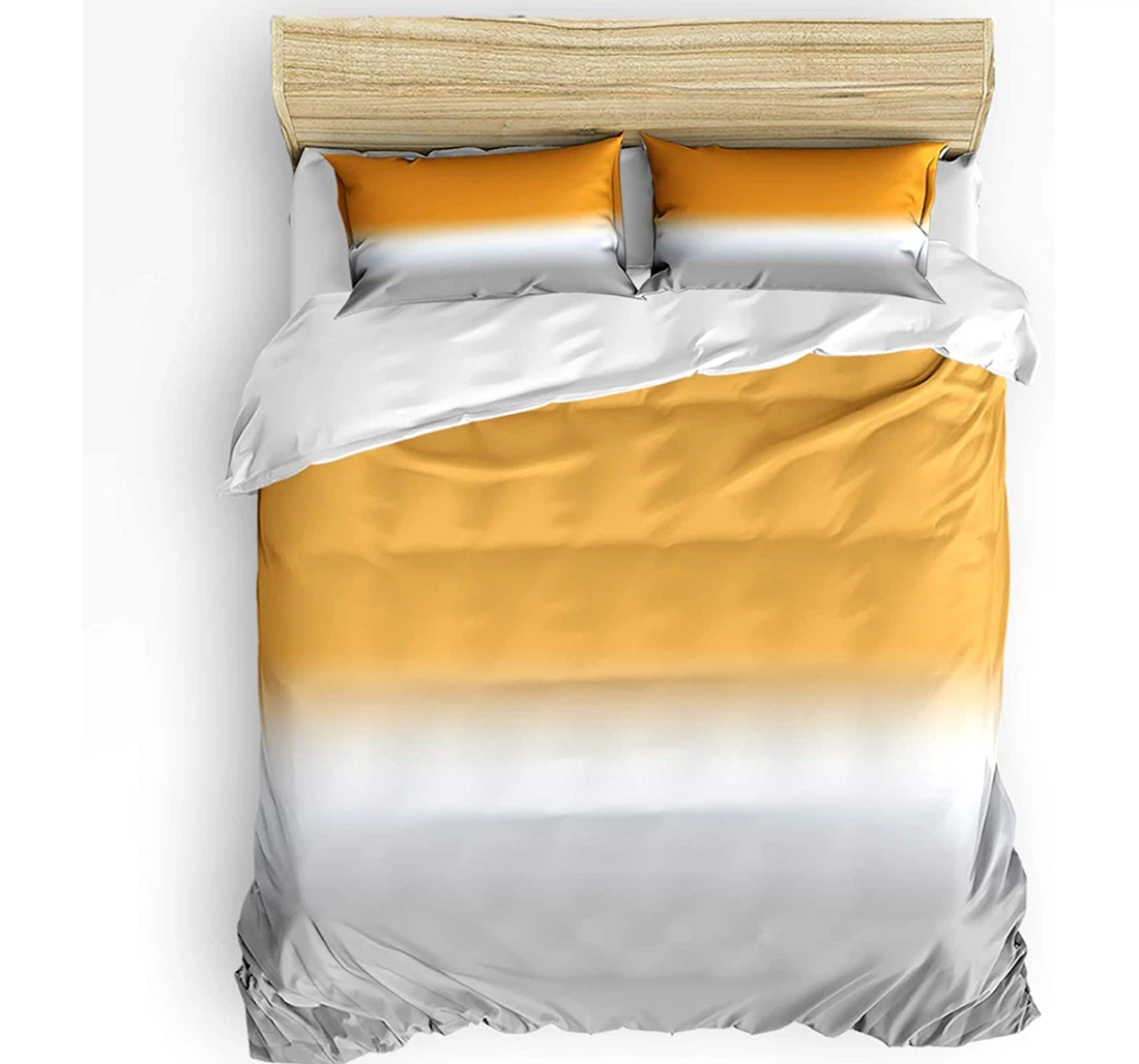 Personalized Bedding Set - Orange Grey Ombre Gradient Gradual Color Included 1 Ultra Soft Duvet Cover or Quilt and 2 Lightweight Breathe Pillowcases