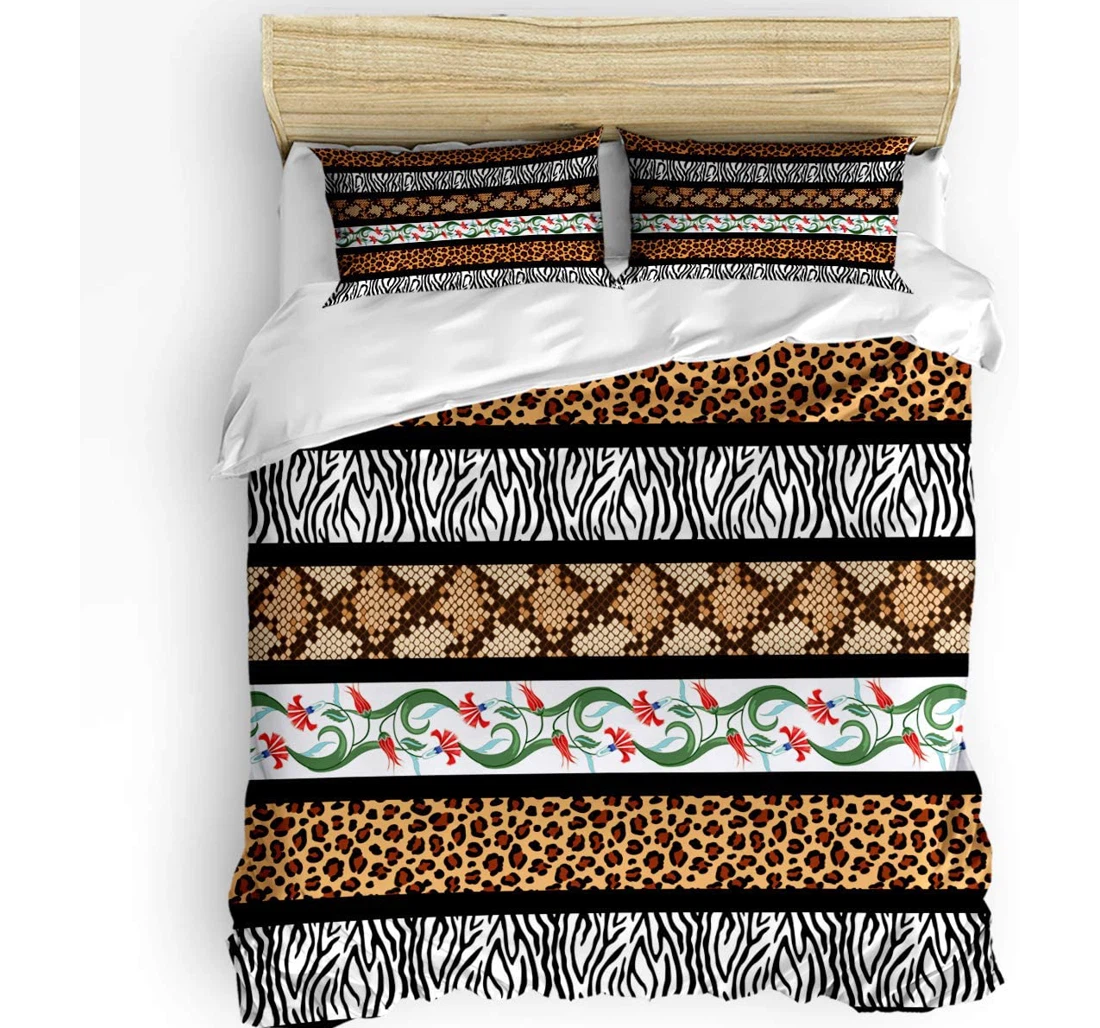Personalized Bedding Set - Animal Skin Texture Stripes Pattern Included 1 Ultra Soft Duvet Cover or Quilt and 2 Lightweight Breathe Pillowcases
