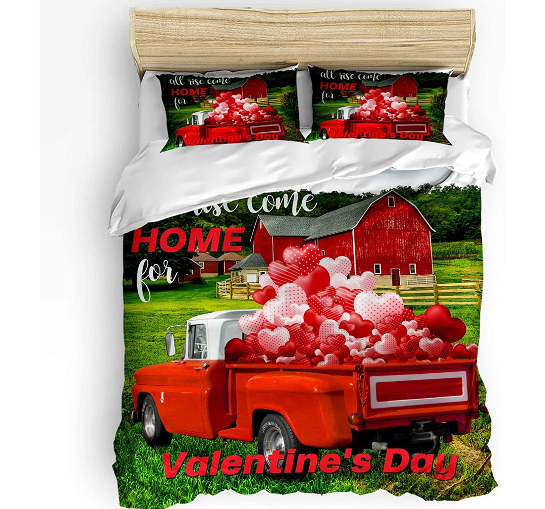 Personalized Bedding Set - Heart Truck Farm Barn Included 1 Ultra Soft Duvet Cover or Quilt and 2 Lightweight Breathe Pillowcases