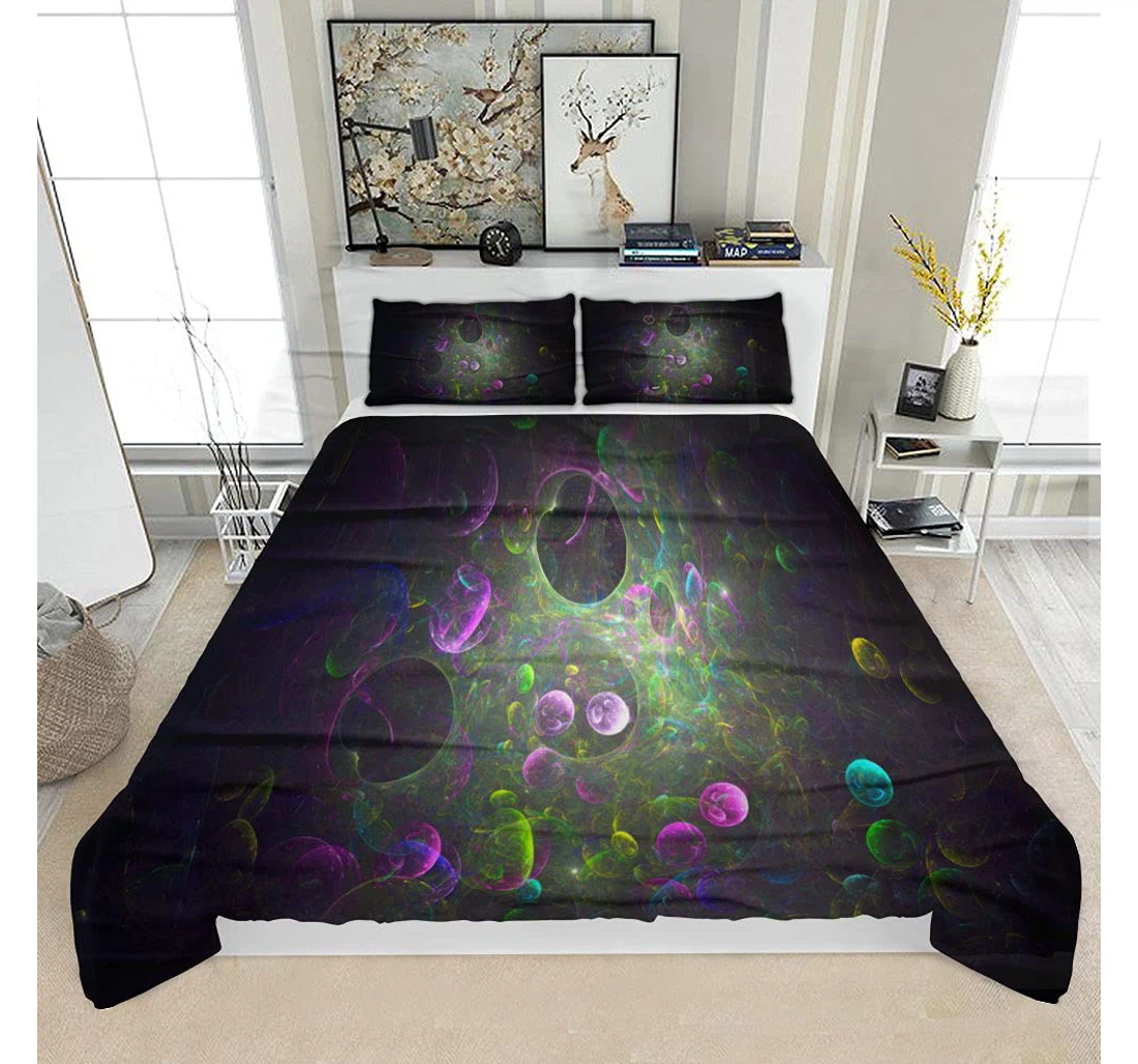 Personalized Bedding Set - Rendering Fractal Light Background Solf Included 1 Ultra Soft Duvet Cover or Quilt and 2 Lightweight Breathe Pillowcases