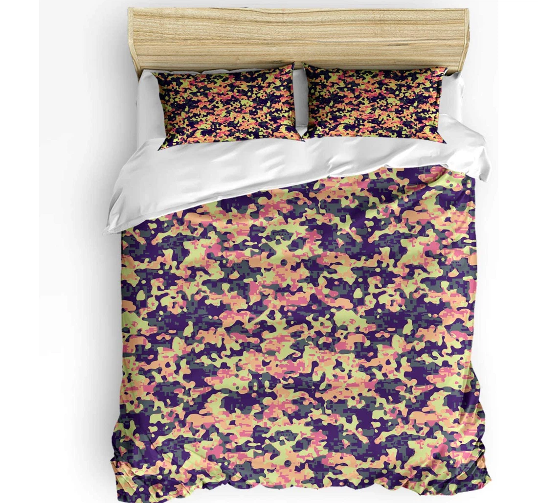 Personalized Bedding Set - Abstract Camouflage Art Army Soldier Included 1 Ultra Soft Duvet Cover or Quilt and 2 Lightweight Breathe Pillowcases