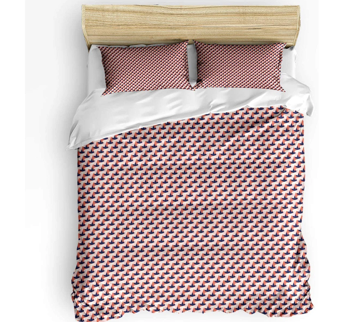 Personalized Bedding Set - Geometric Pattern Included 1 Ultra Soft Duvet Cover or Quilt and 2 Lightweight Breathe Pillowcases