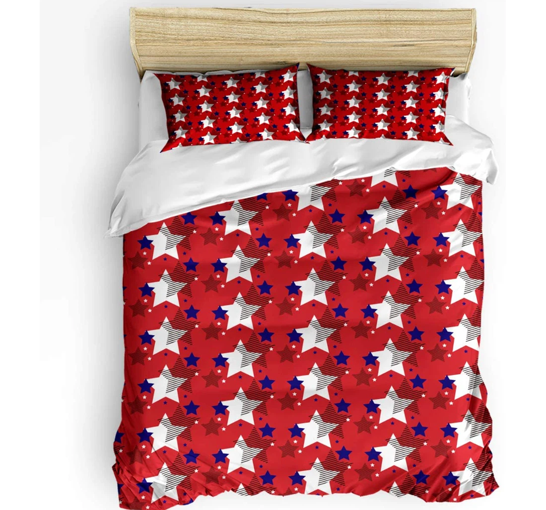 Personalized Bedding Set - American Star Flag Retro Patriotic Stars Included 1 Ultra Soft Duvet Cover or Quilt and 2 Lightweight Breathe Pillowcases
