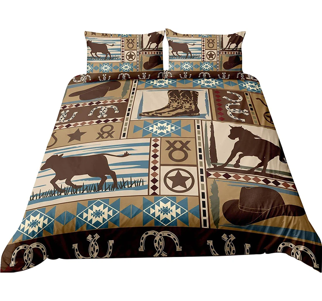 Bedding Set - Gud Cowboy Western Themed Included 1 Ultra Soft Duvet Cover or Quilt and 2 Lightweight Breathe Pillowcases