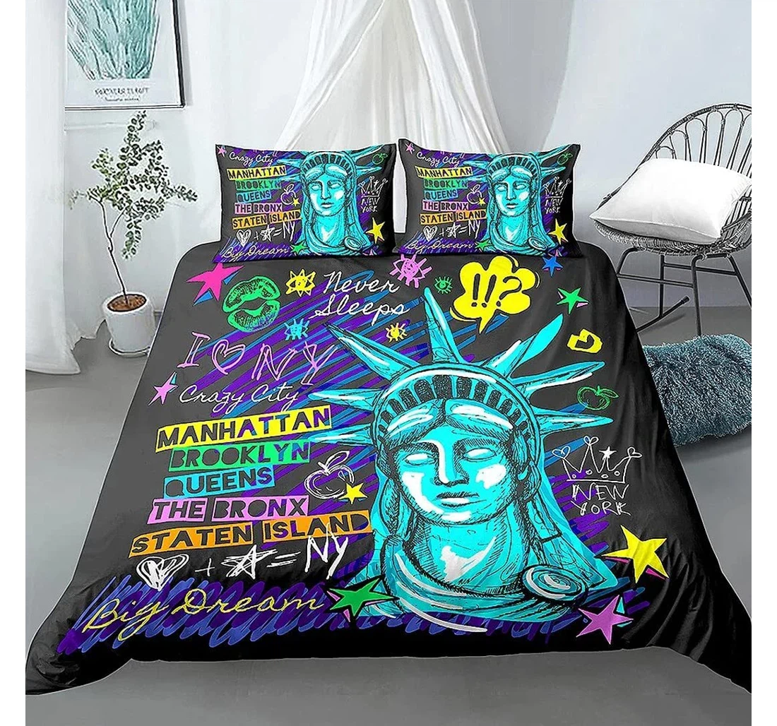 Bedding Set - Personalized Statue Of Liberty Winter New Year Birthday To My Daughter Son Included 1 Ultra Soft Duvet Cover or Quilt and 2 Lightweight Breathe Pillowcases