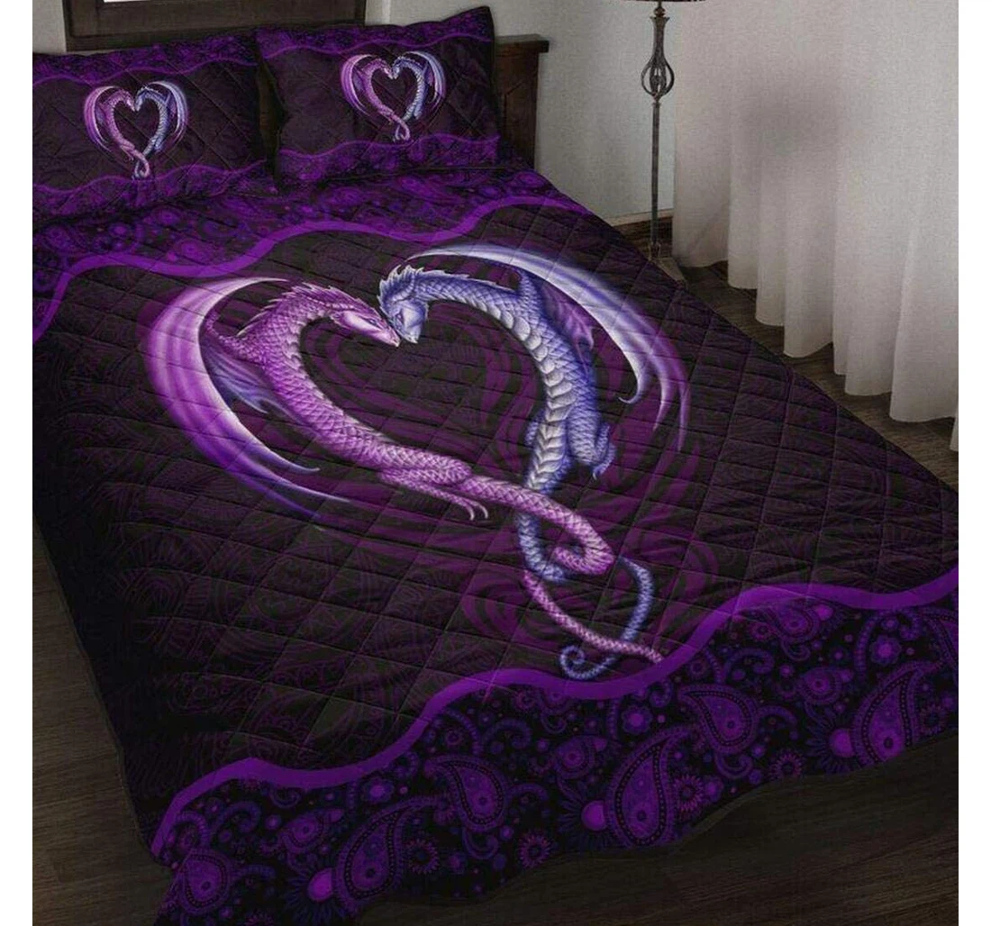 Bedding Set - Personalized Loving Purple Dragon Birthday All Included 1 Ultra Soft Duvet Cover or Quilt and 2 Lightweight Breathe Pillowcases