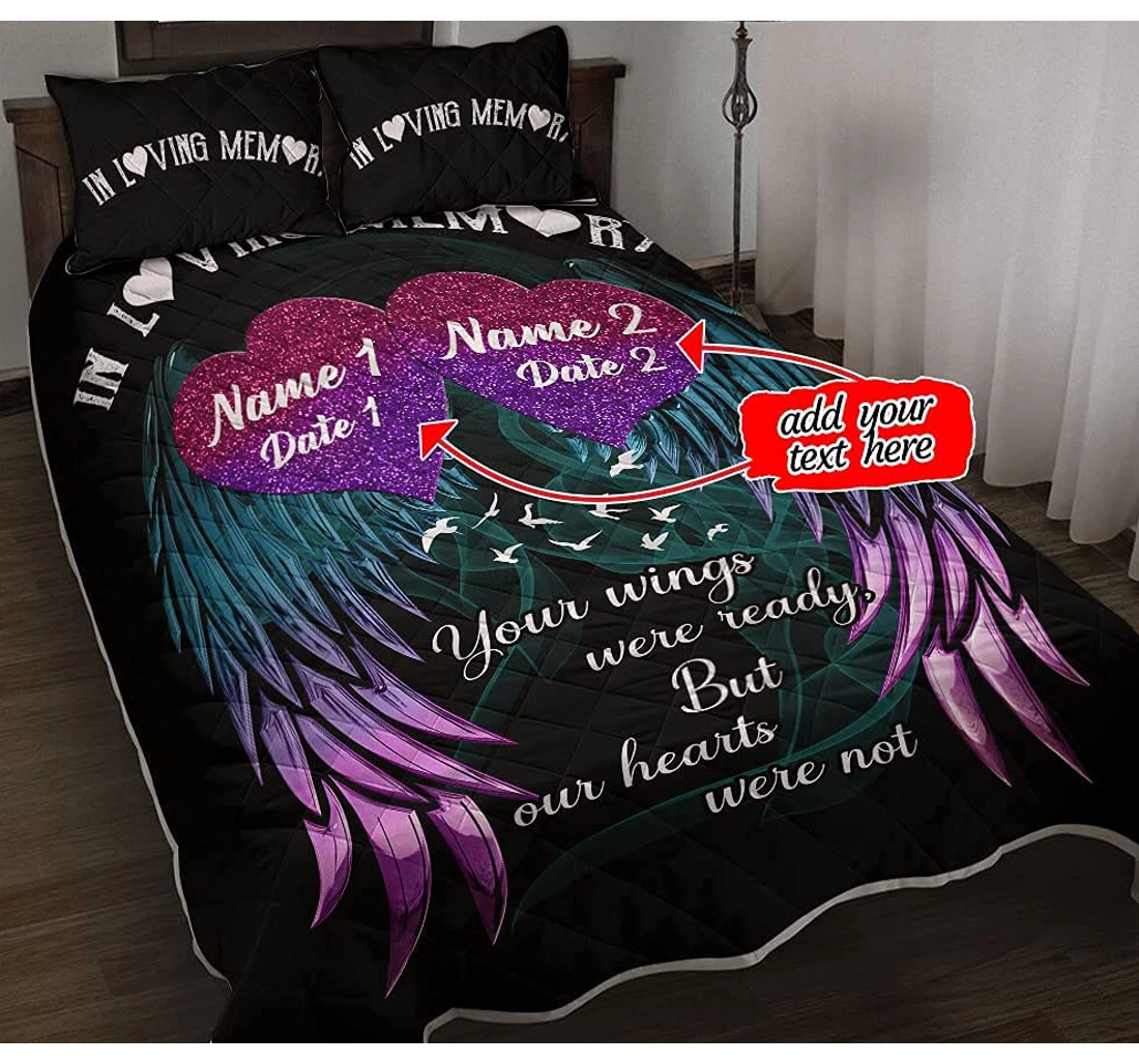 Bedding Set - Kantee Loving Memory My Dad Heart Personalized Custom Comfy Funny Father's Day Black Included 1 Ultra Soft Duvet Cover or Quilt and 2 Lightweight Breathe Pillowcases