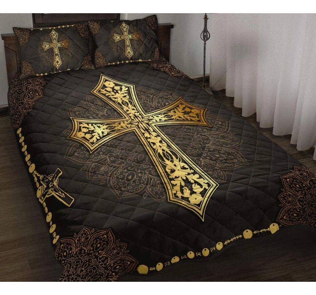 Bedding Set - Jesus Cross Christmas Birthday Son Daughter From Mom Mommy Mother Dad Daddy Father Grandma Aunt Grandpa Included 1 Ultra Soft Duvet Cover or Quilt and 2 Lightweight Breathe Pillowcases