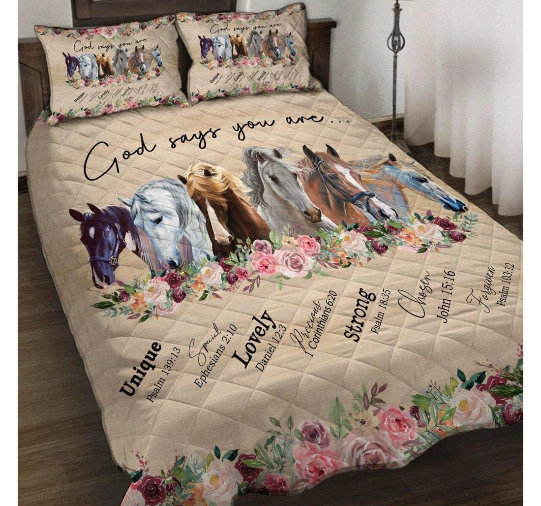 Bedding Set - Felacia God Says You Are Horse Christmas Birthday Little Decorative Xmas Gifts From Mom Mother Dad Daddy Father Grandma Included 1 Ultra Soft Duvet Cover or Quilt and 2 Lightweight Breathe Pillowcases