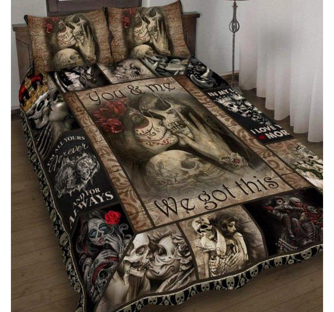 Bedding Set - To My Love You Me We Got This Skull Couple Christmas Birthday Little Decorative Xmas Gifts From Mom Mother Dad Daddy Father Grandma Included 1 Ultra Soft Duvet Cover or Quilt and 2 Lightweight Breathe Pillowcases