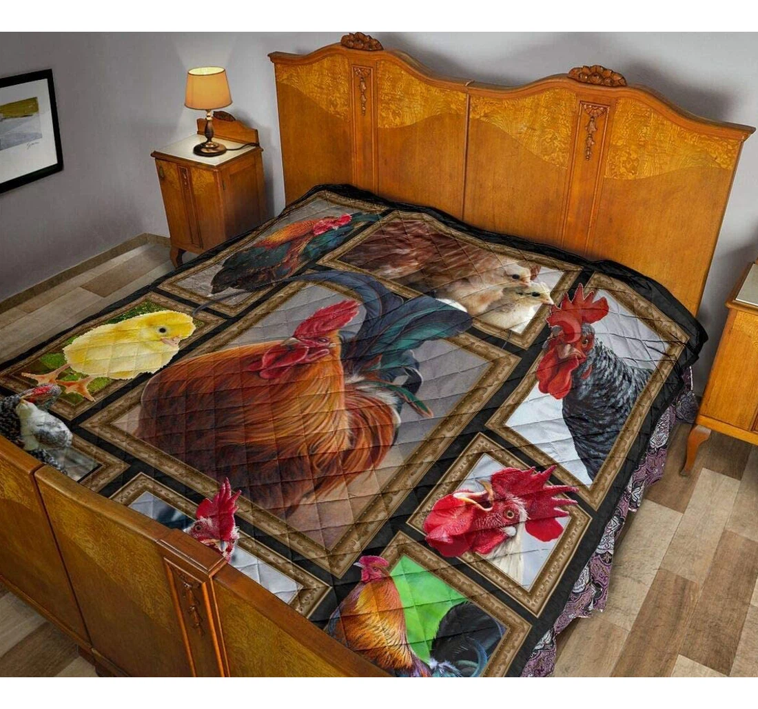 Bedding Set - Personalized Chicken Farm Style Premium Valentine's Day Birthday Patchwork Wall Hanging Decorate Halloween Xmas Included 1 Ultra Soft Duvet Cover or Quilt and 2 Lightweight Breathe Pillowcases