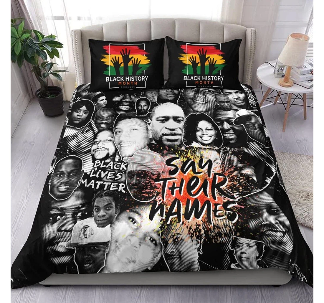 Bedding Set - Personalized Say Their Name Black Lives Matter From Mom Dad To My Daughter Son Winter Birthday Included 1 Ultra Soft Duvet Cover or Quilt and 2 Lightweight Breathe Pillowcases