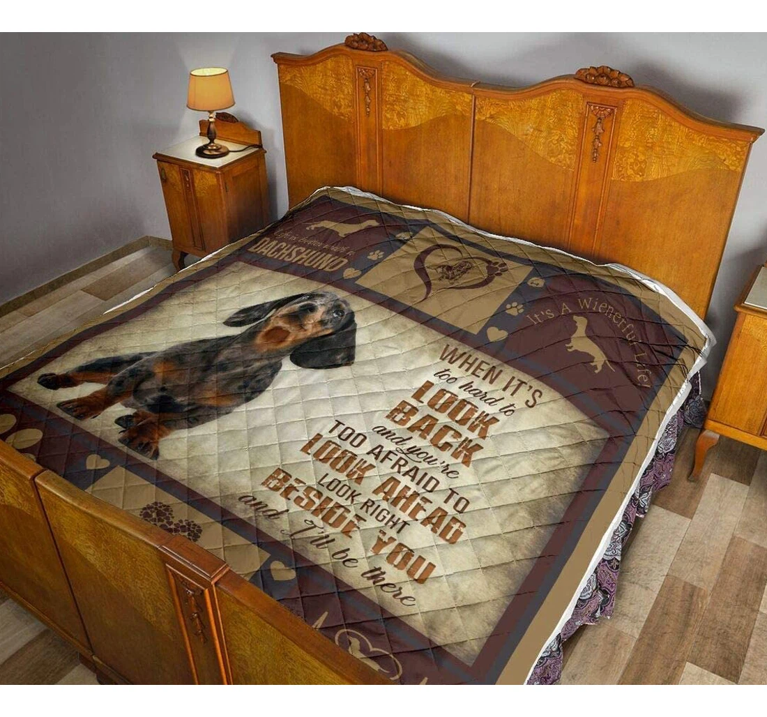 Bedding Set - Personalized You Are're Too Afraid To Look Ahead Lover Dog Dachshund Birthday To Included 1 Ultra Soft Duvet Cover or Quilt and 2 Lightweight Breathe Pillowcases