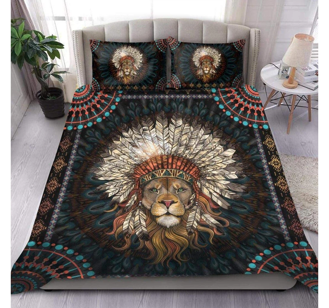 Bedding Set - Personalized Beautiful Lion Native Lion Birthday To Included 1 Ultra Soft Duvet Cover or Quilt and 2 Lightweight Breathe Pillowcases