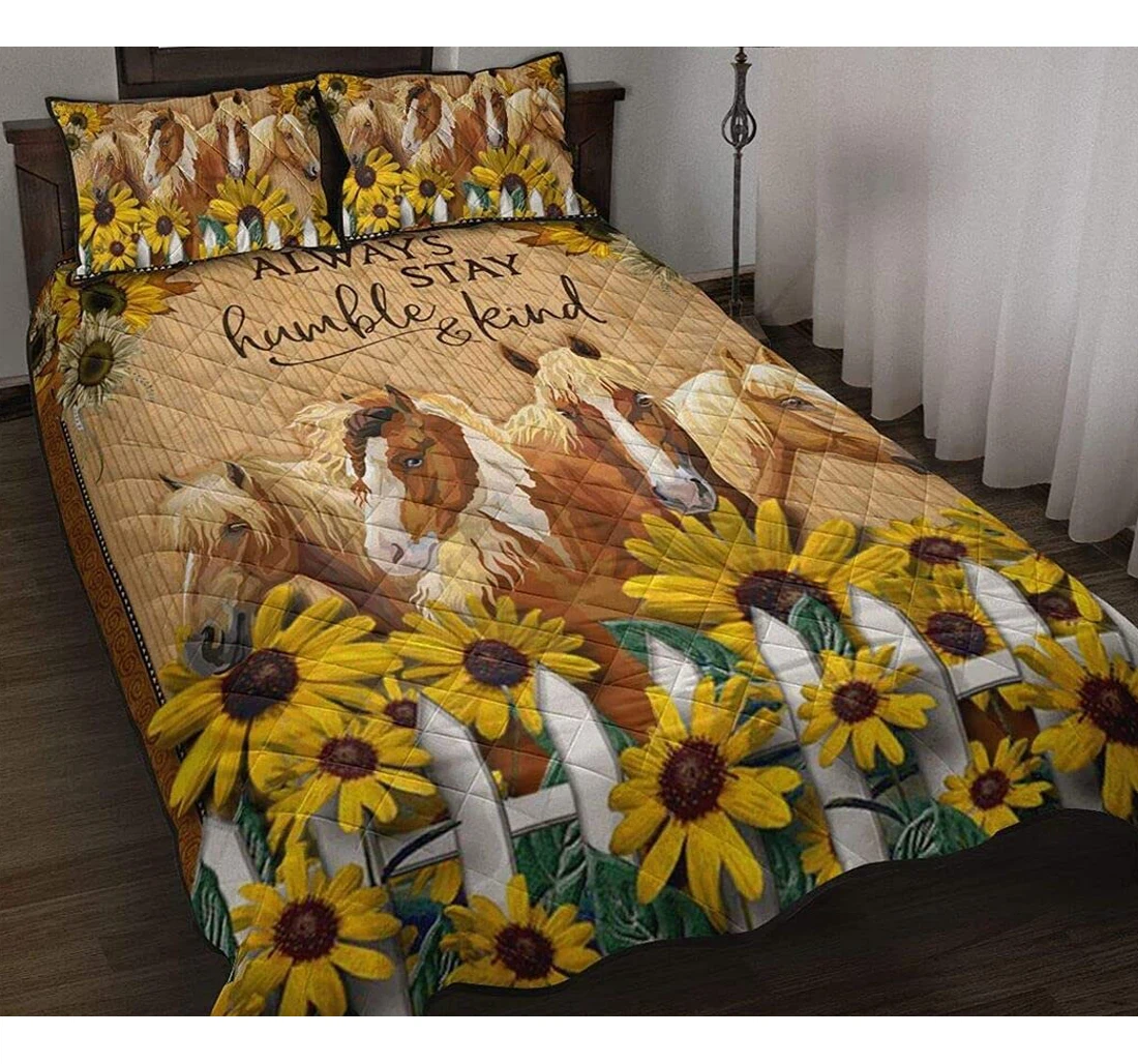 Bedding Set - Horse Sunflower Birthday Decorative Mothers From Son Daughter Included 1 Ultra Soft Duvet Cover or Quilt and 2 Lightweight Breathe Pillowcases