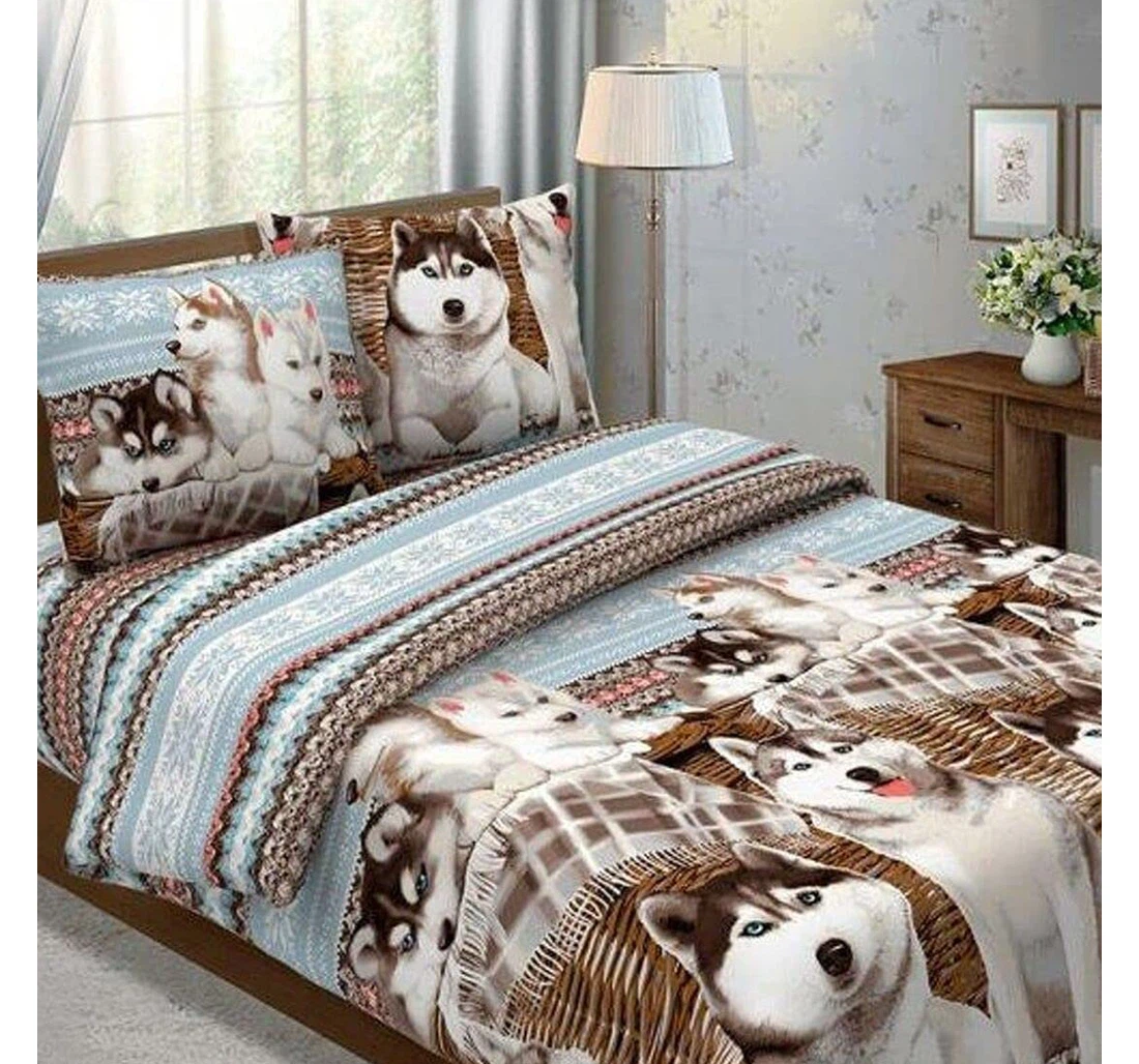 Bedding Set - Personalized Dogs Husky Lover, Dogs Husky Winter New Year Birthday To My Teens Included 1 Ultra Soft Duvet Cover or Quilt and 2 Lightweight Breathe Pillowcases