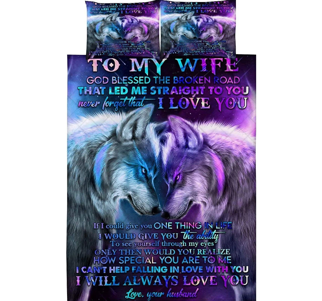 Bedding Set - From Husband To Wife Wolf I Will Always Love You Cozy Included 1 Ultra Soft Duvet Cover or Quilt and 2 Lightweight Breathe Pillowcases