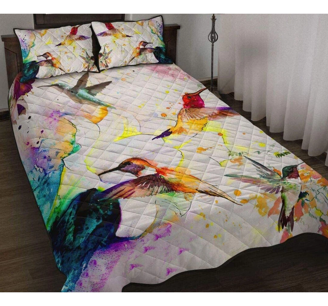 Bedding Set - Personalized Hummingbird Flower All Over Birthday Decorative From Mom Mother Dad Daddy Aunt Included 1 Ultra Soft Duvet Cover or Quilt and 2 Lightweight Breathe Pillowcases