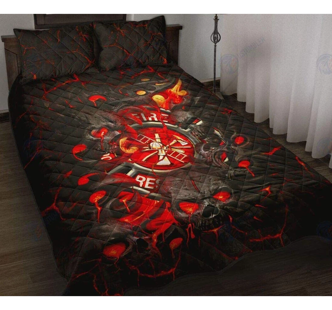 Bedding Set - Firefighter Hristmas Birthday Little Decorative Gifts From Mom Mommy Mother Dad Daddy Father Aunt Uncle Included 1 Ultra Soft Duvet Cover or Quilt and 2 Lightweight Breathe Pillowcases