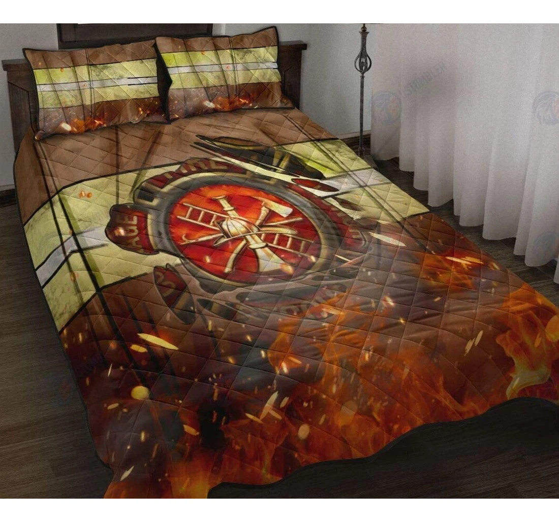 Bedding Set - Firefighter Christmas Birthday Son Daughter From Mom Mommy Mother Dad Daddy Father Grandma Aunt Grandpa Included 1 Ultra Soft Duvet Cover or Quilt and 2 Lightweight Breathe Pillowcases