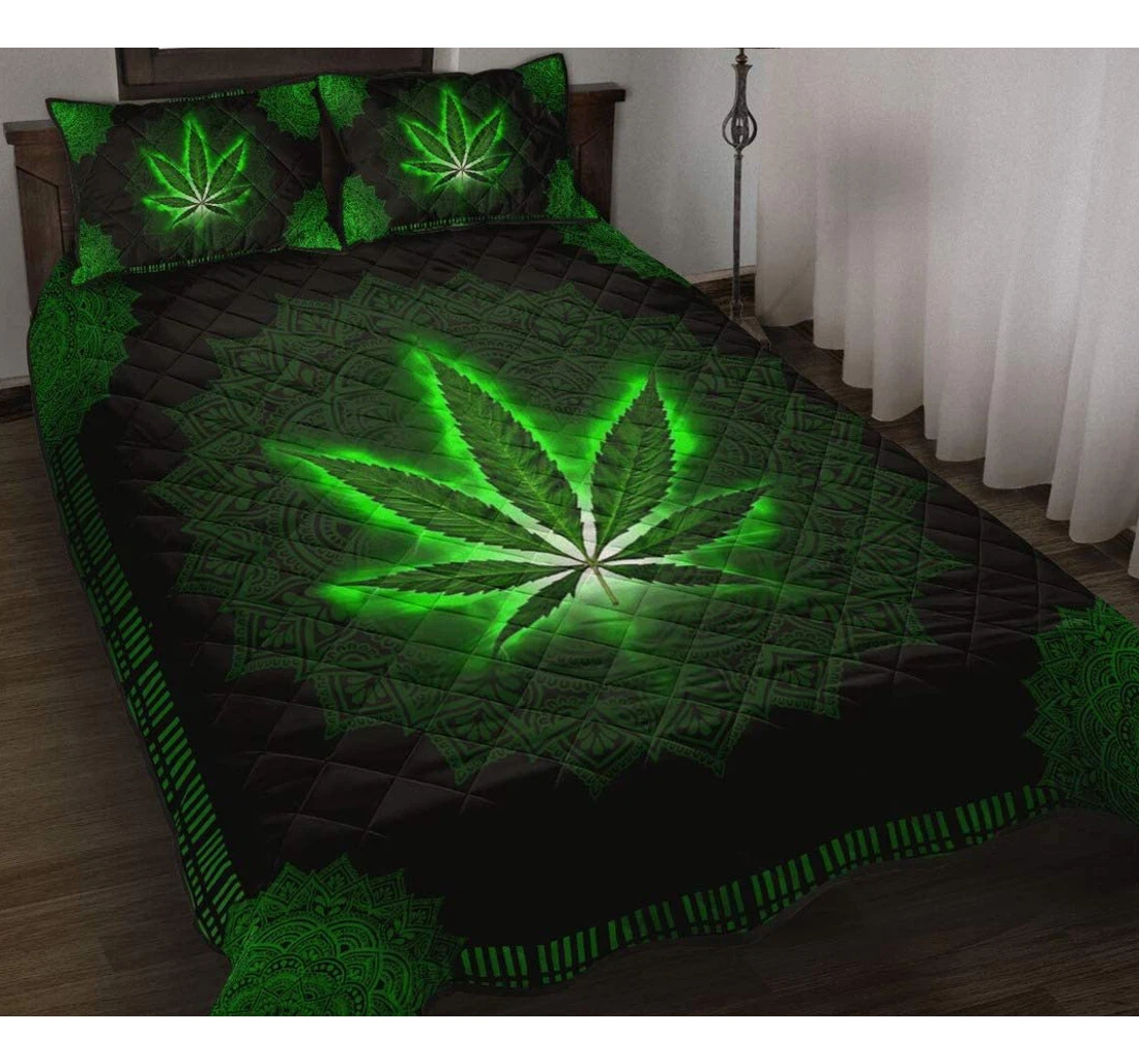 Bedding Set - Personalized Smokey Green Leaf Patrick's Day Birthday To Included 1 Ultra Soft Duvet Cover or Quilt and 2 Lightweight Breathe Pillowcases