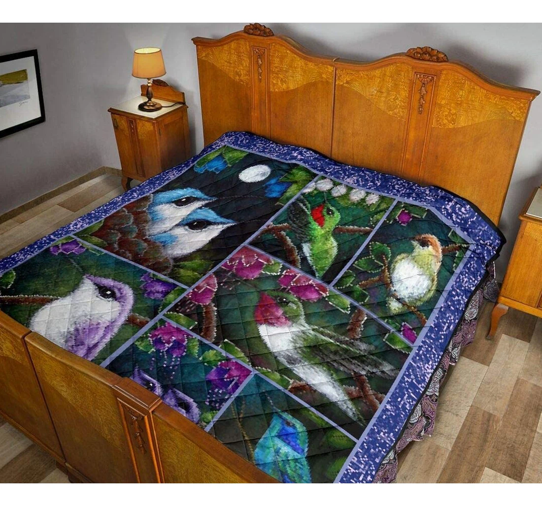 Bedding Set - Personalized Hummingbird Valentine's Day Bedspread Livingroom Camping Beach Included 1 Ultra Soft Duvet Cover or Quilt and 2 Lightweight Breathe Pillowcases