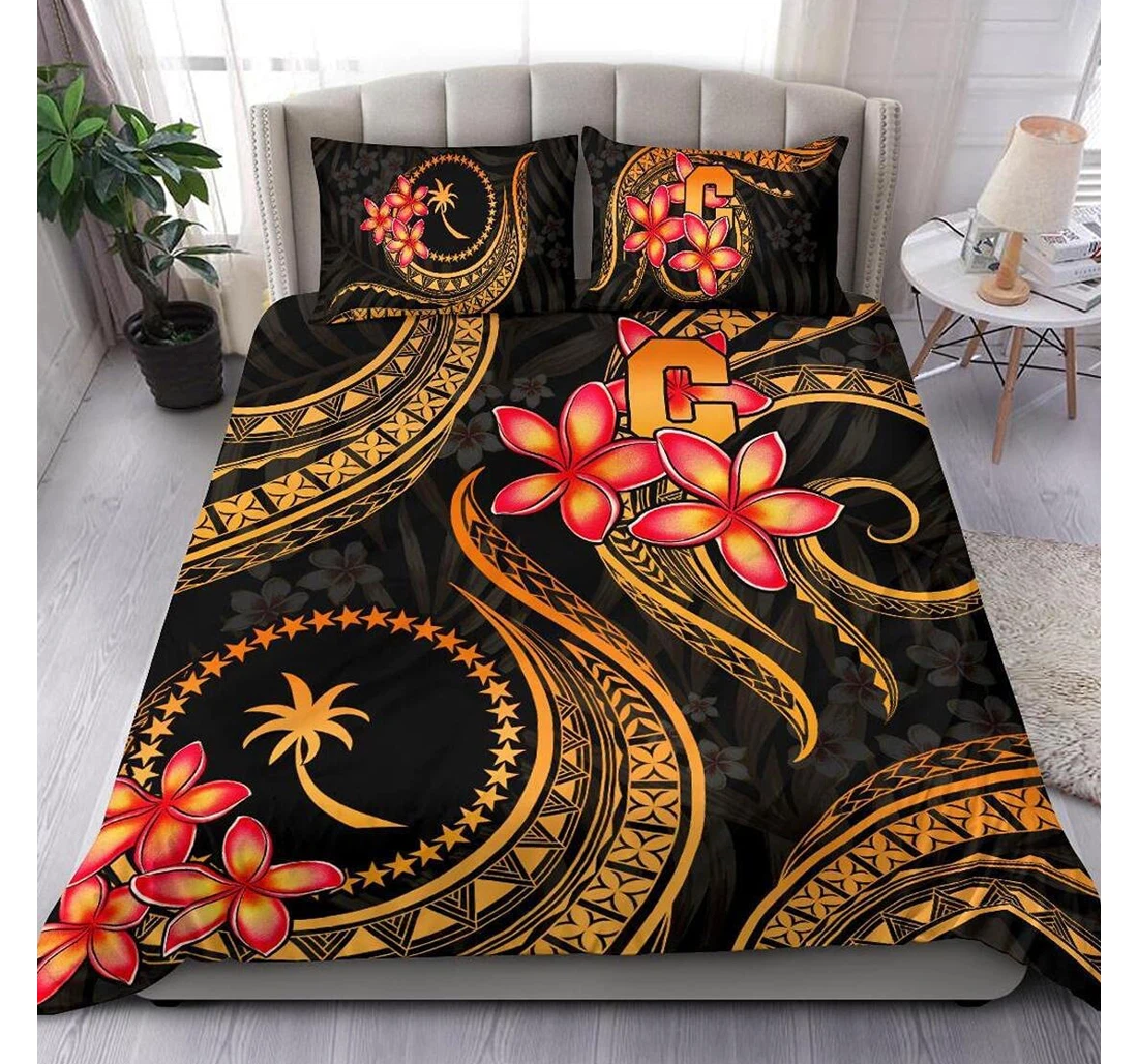 Bedding Set - Personalized Micronesian Chuuk Gold Plumeria Winter New Year Birthday To My Daughter Son Included 1 Ultra Soft Duvet Cover or Quilt and 2 Lightweight Breathe Pillowcases