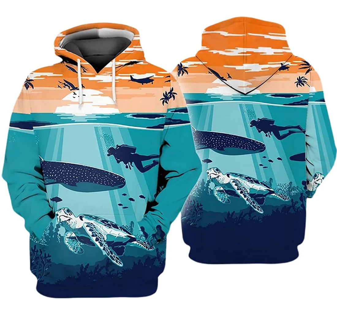 Life Is Beautiful With Diving Turtles S - And - 3D Printed Pullover Hoodie