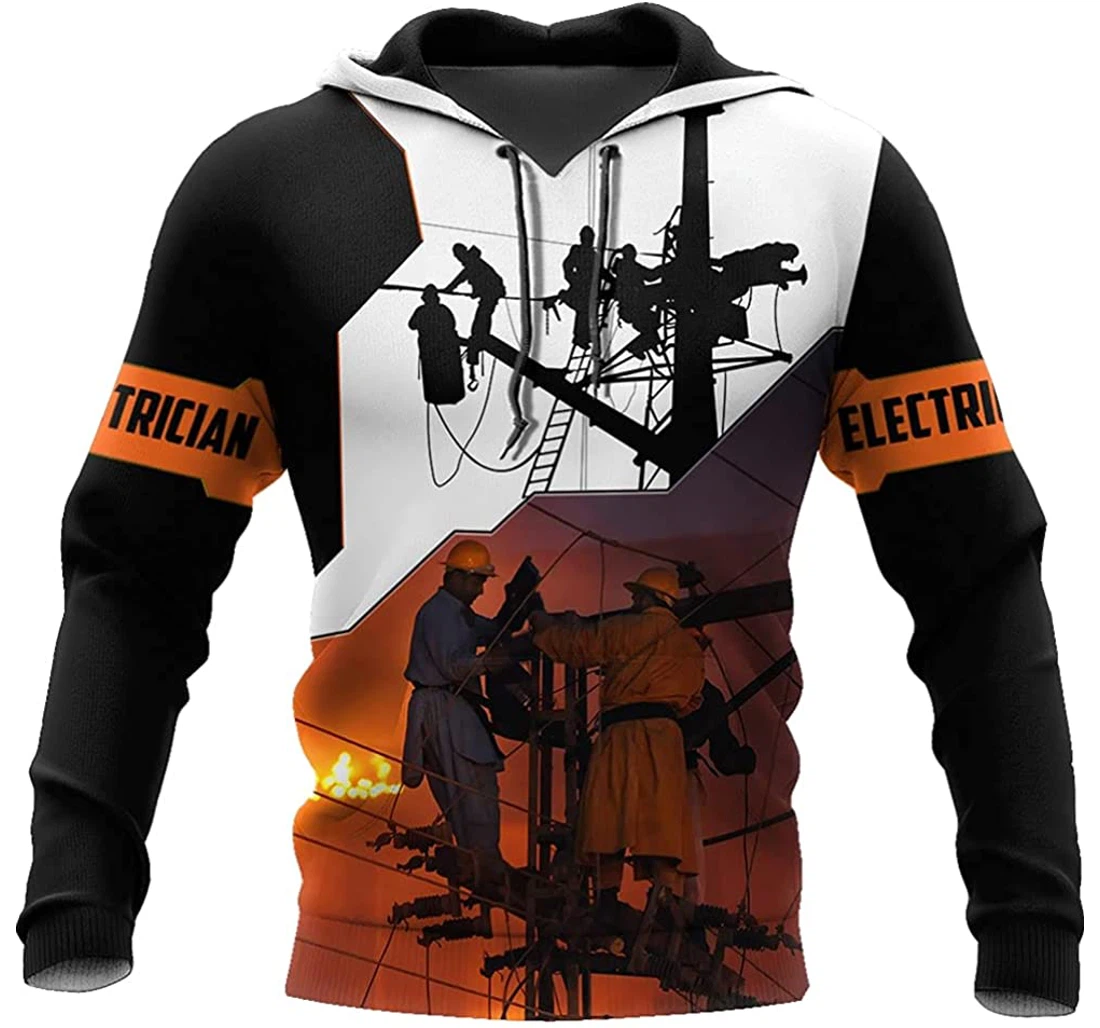 Awesome Electrician Let There Be Light He Created Electricians - 3D Printed Pullover Hoodie