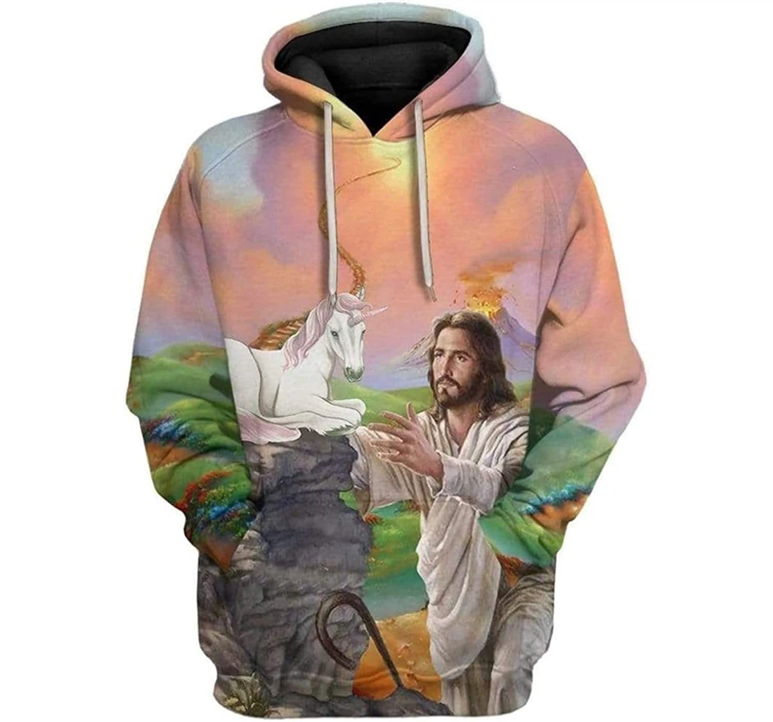 Jesus Created Unicorn S - And - 3D Printed Pullover Hoodie