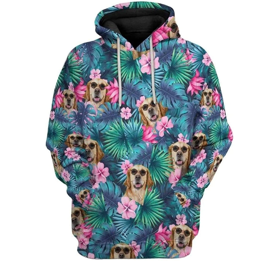 Golden Retriever In Tropical Hawaii S - And - 3D Printed Pullover Hoodie