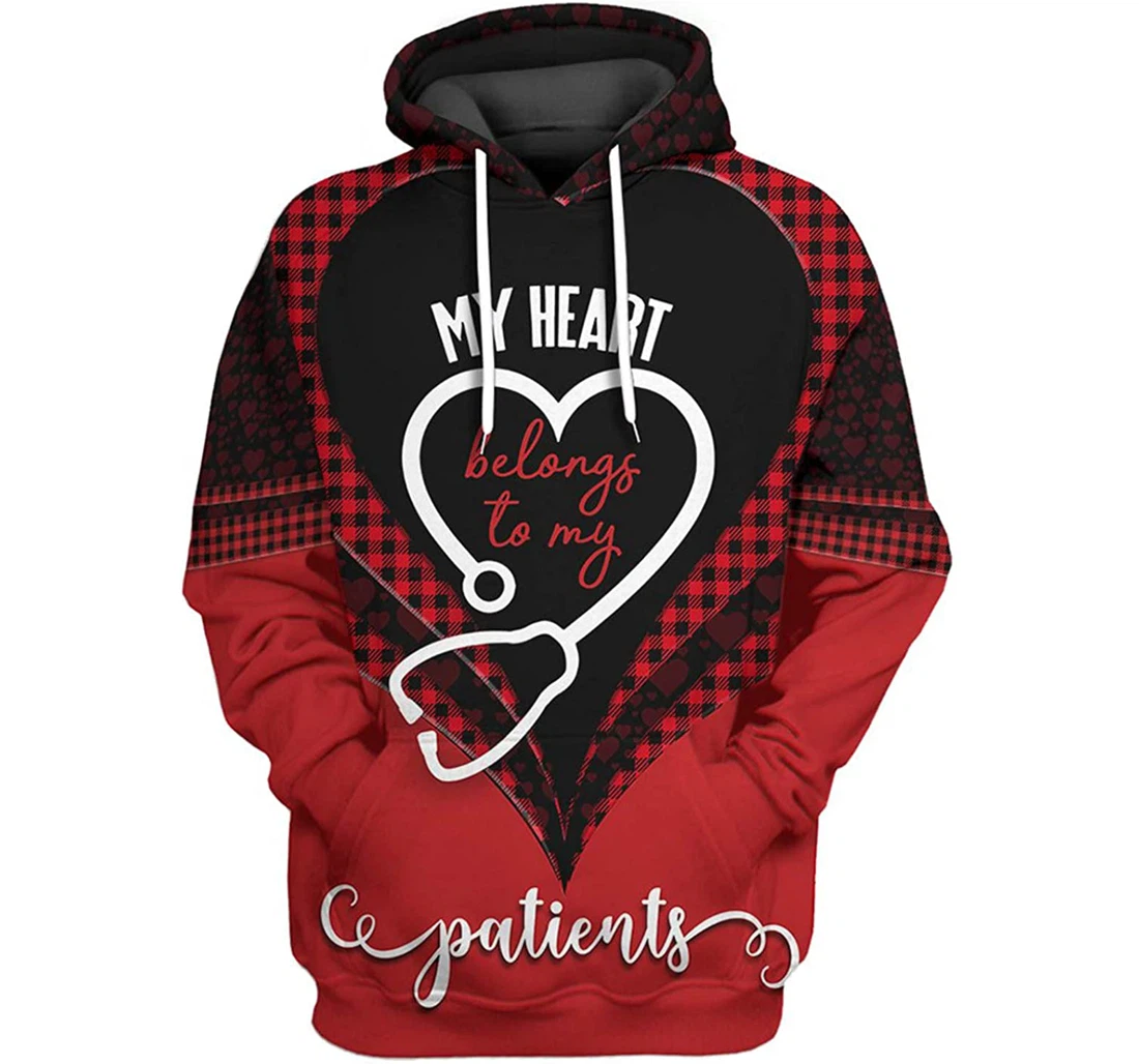 My Heart Belongs To My Patients Nurse Valentine S - And - 3D Printed Pullover Hoodie