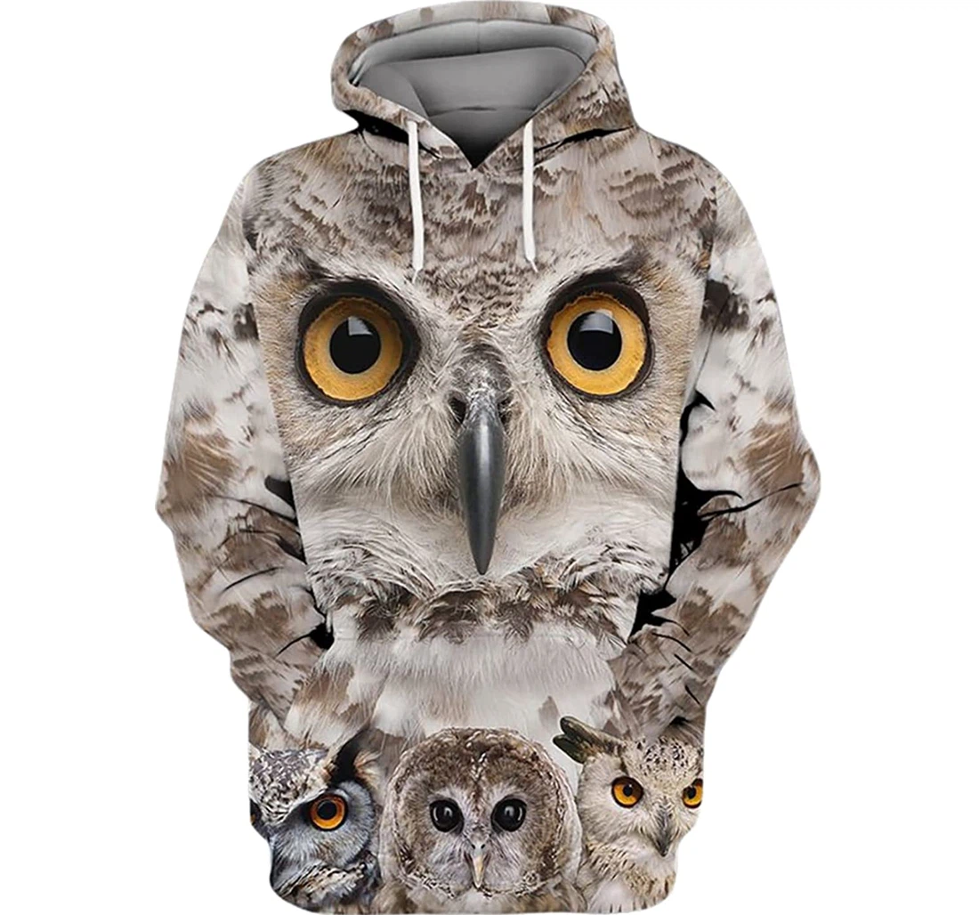 Owl Face S - And - 3D Printed Pullover Hoodie