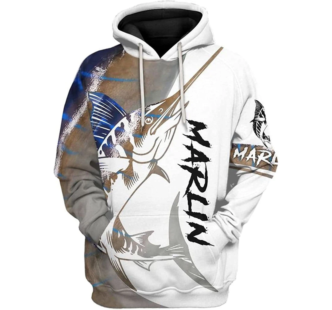 Marlin Fish S - And - 3D Printed Pullover Hoodie