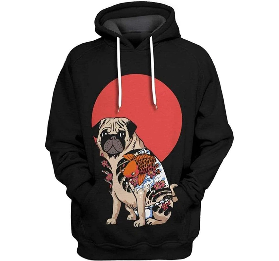 Yakuza Pug And - 3D Printed Pullover Hoodie