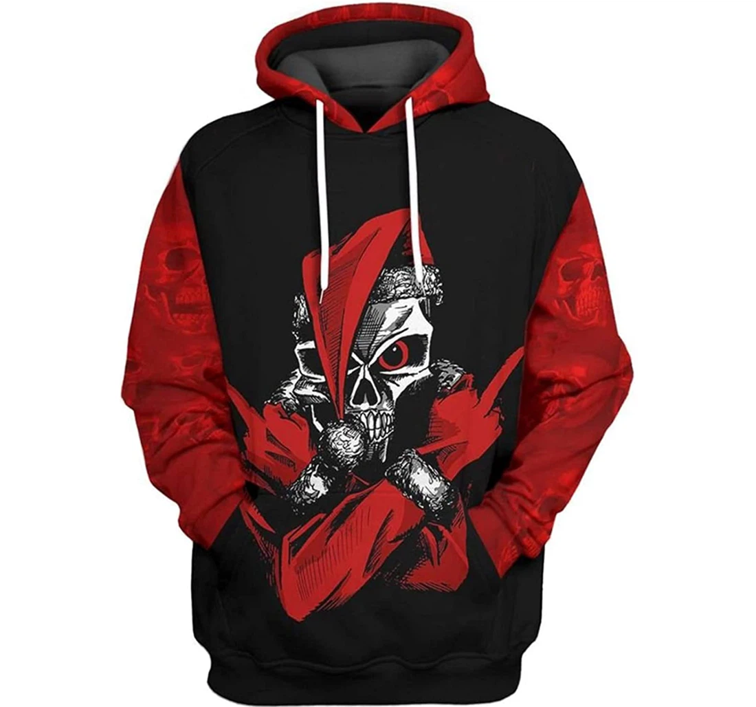 Skull Fck Christmas And Red And - 3D Printed Pullover Hoodie