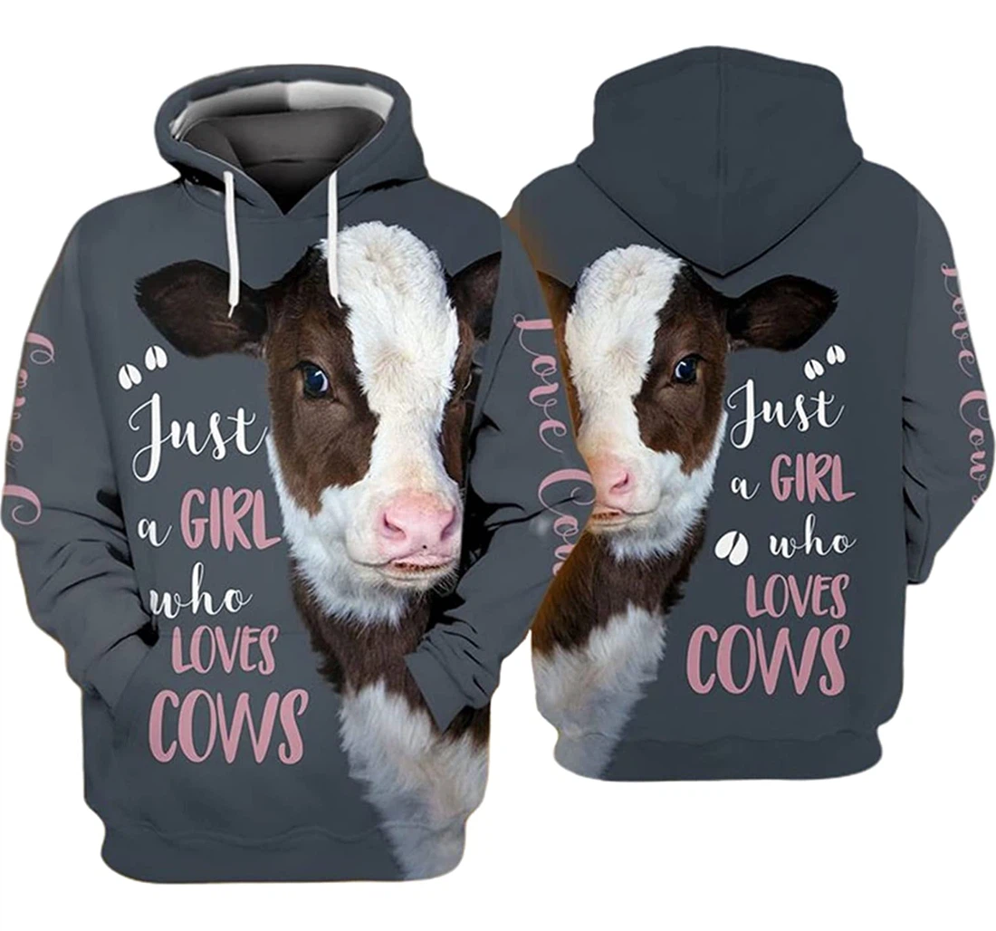 Just A Girl Who Loves Cow And - 3D Printed Pullover Hoodie