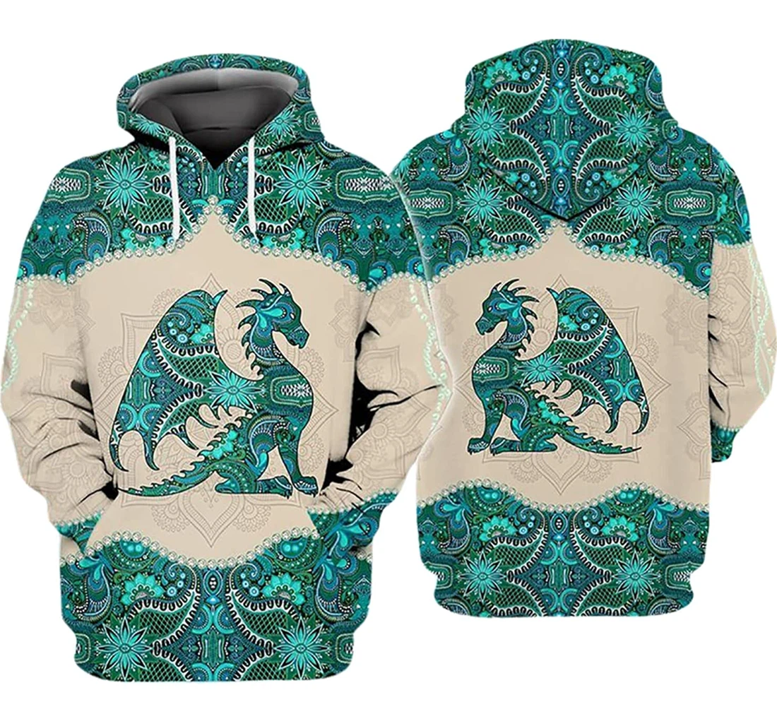 Dragon Pattern And - 3D Printed Pullover Hoodie