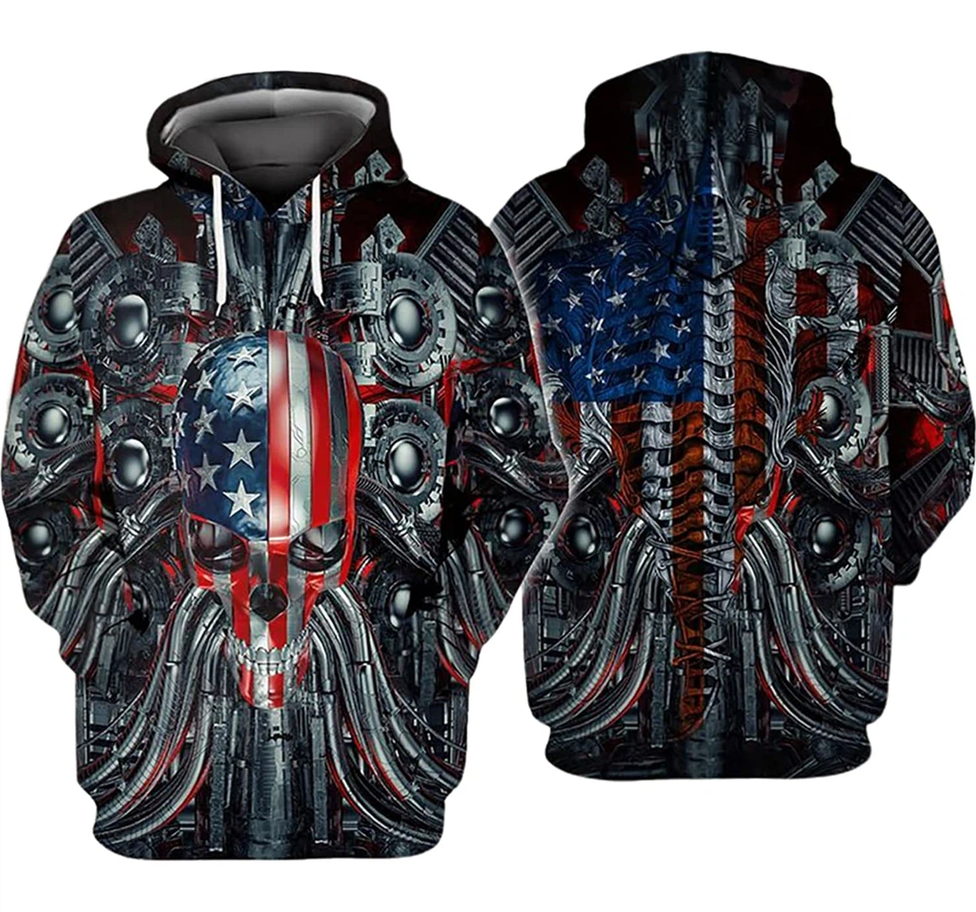 American Mechanic Skull And - 3D Printed Pullover Hoodie